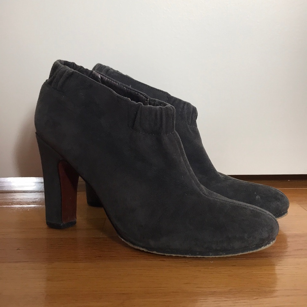 Sam Edelman Heeled Gray Suede Booties (Size 7.5)